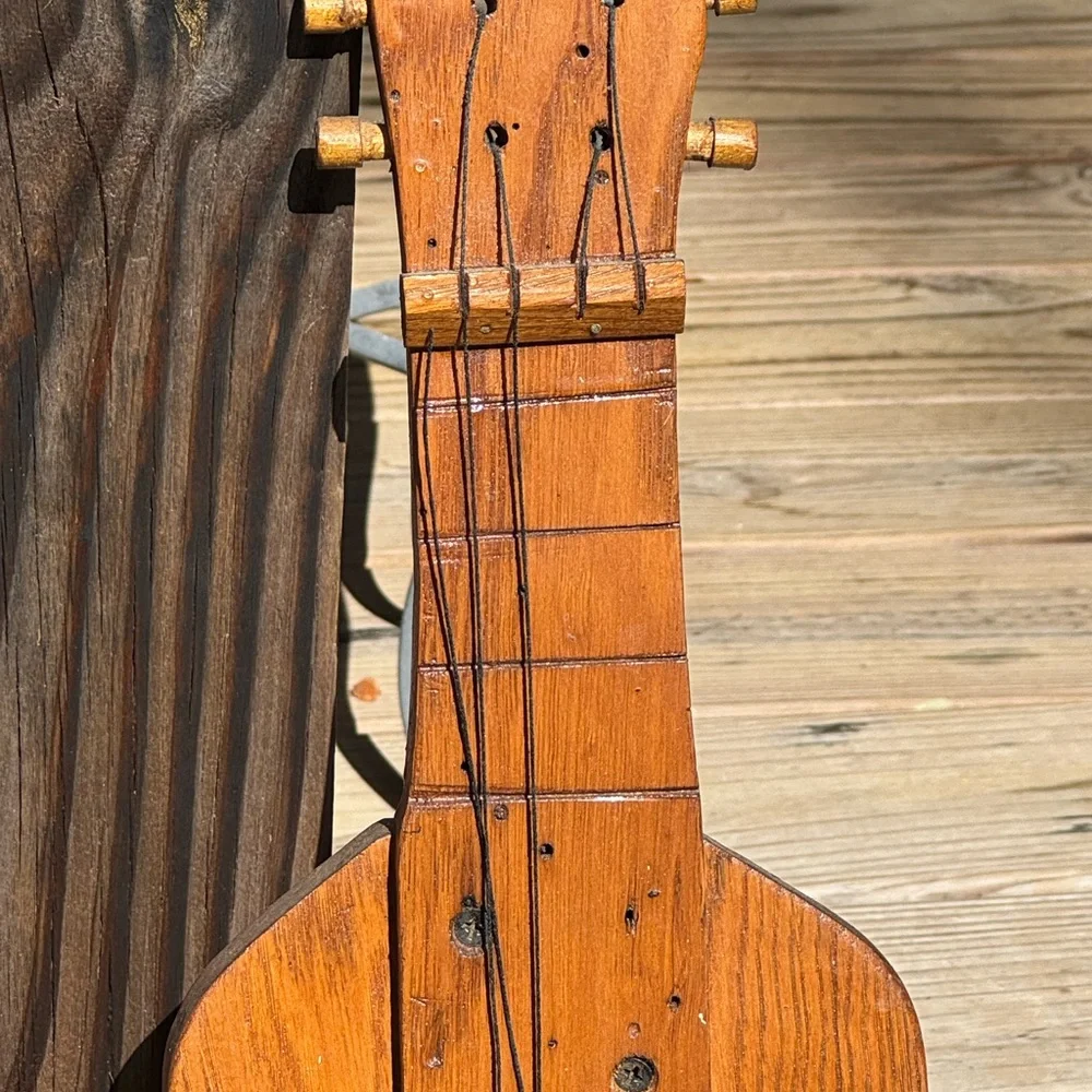 Wooden Fiddle handmade in USA display shelf flowers vintage